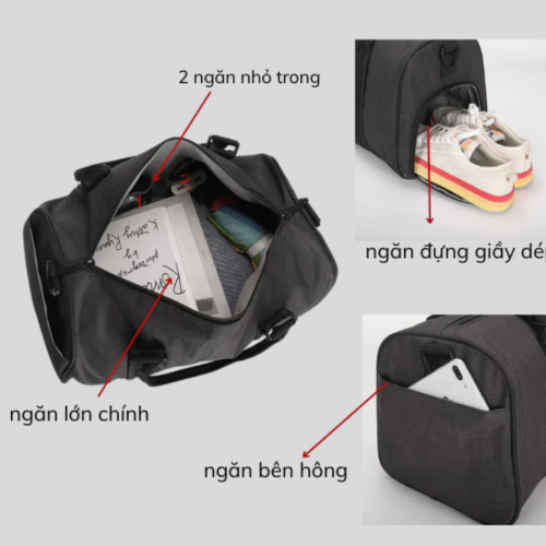 Túi Du Lịch Thời Trang Unisex Có Ngăn Đựng Giày Dép Riêng - Ảnh 7